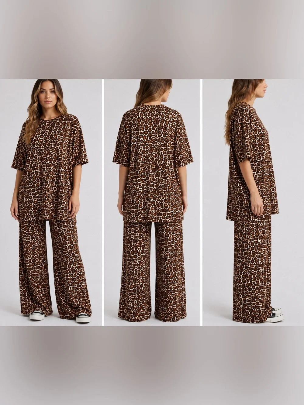 DRESSED IN LALA Leveled Up Oversize T-Shirt & High Waist Pants Set Size Small